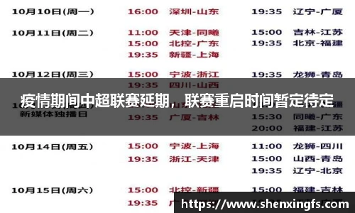 疫情期间中超联赛延期，联赛重启时间暂定待定